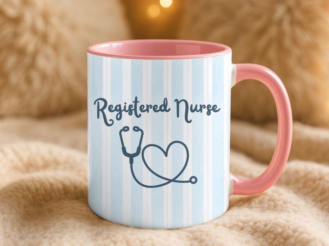 Personalized Registered Nurse Mug| Striped RN Coffee Cup |Custom Graduation Gift for Nurse | Cute Medical Professional Mug | RN Gift for Her