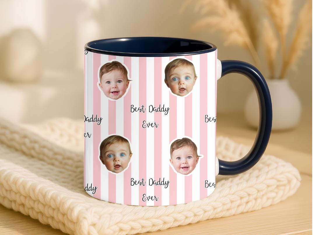 Best Daddy Ever Custom Baby Face Mug | Personalized Photo Mug for Dad | Cute Gift from Baby | New Dad Fathers Day Mug | First Time Dad Gift