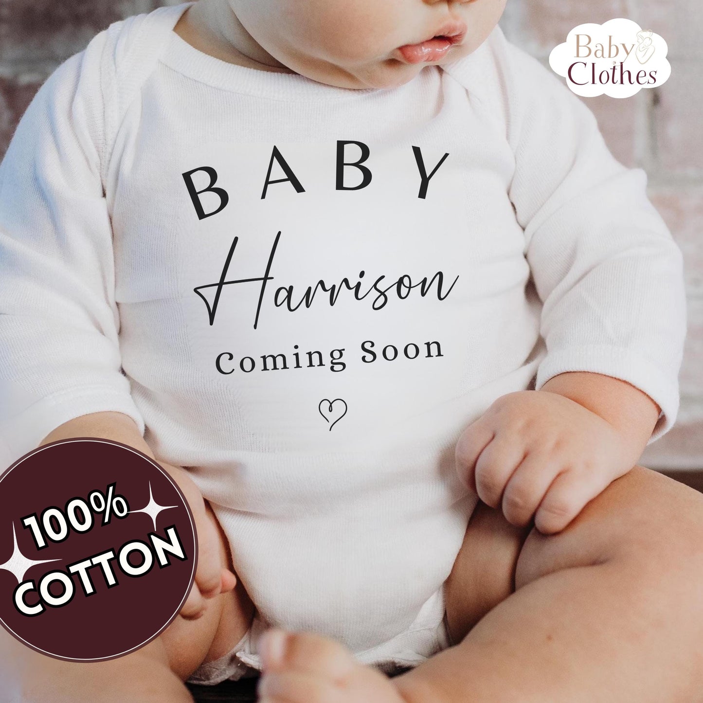 Personalised Pregnancy Announcement Baby Bodysuit, Pregnancy Reveal Baby Grow, Custom Baby Due 2026, Baby Coming Soon