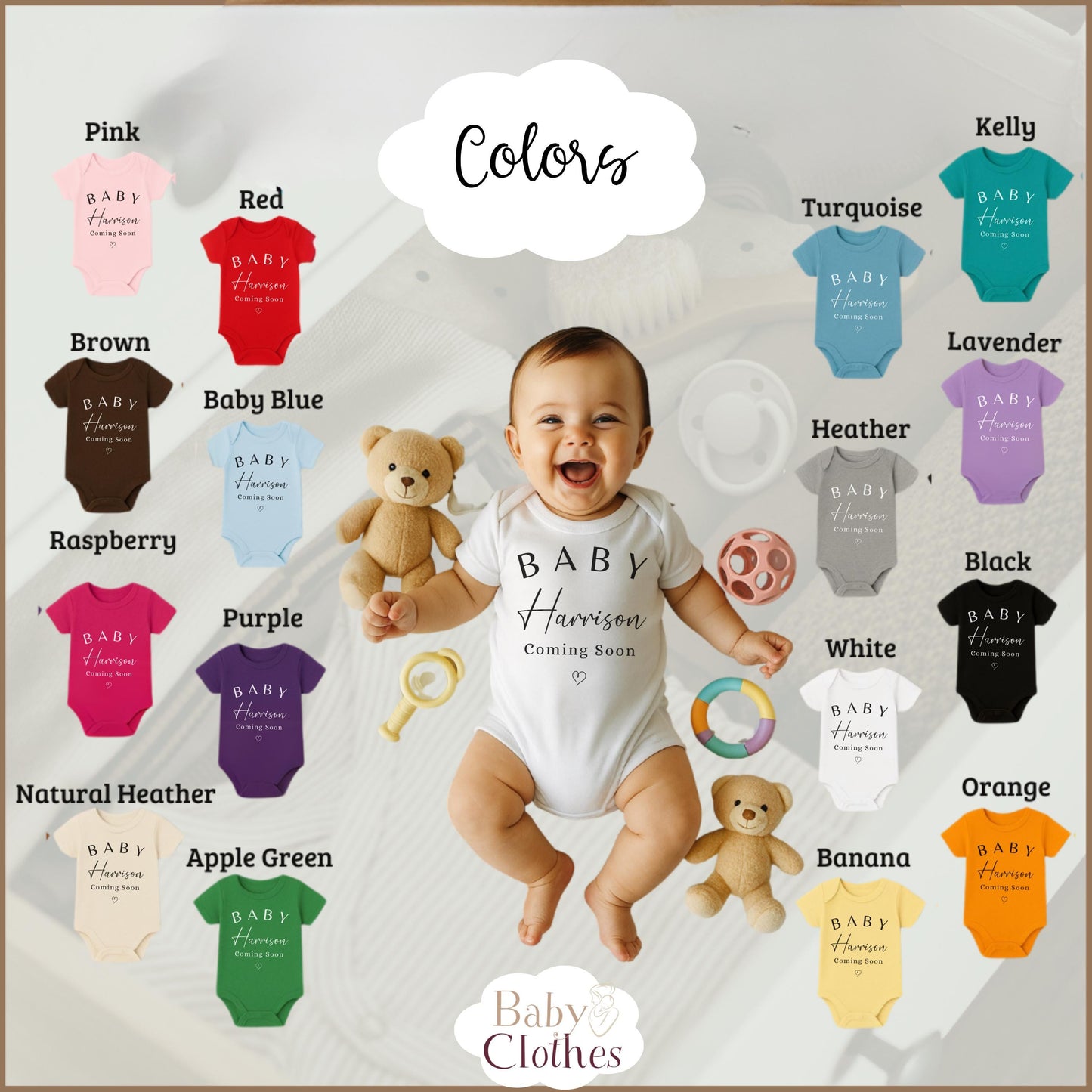 Personalised Pregnancy Announcement Baby Bodysuit, Pregnancy Reveal Baby Grow, Custom Baby Due 2026, Baby Coming Soon
