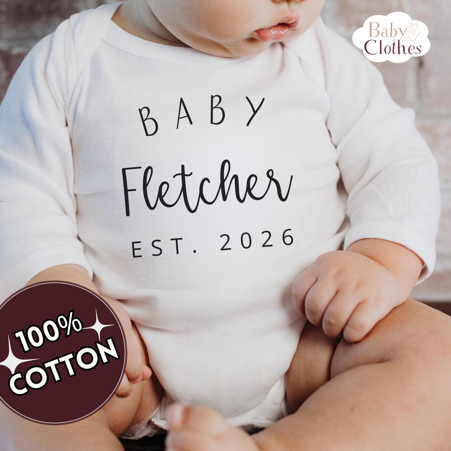 Personalised Pregnancy Announcement Baby Bodysuit, Pregnancy Reveal Baby Grow, Custom Baby Due 2026, Baby Coming Soon