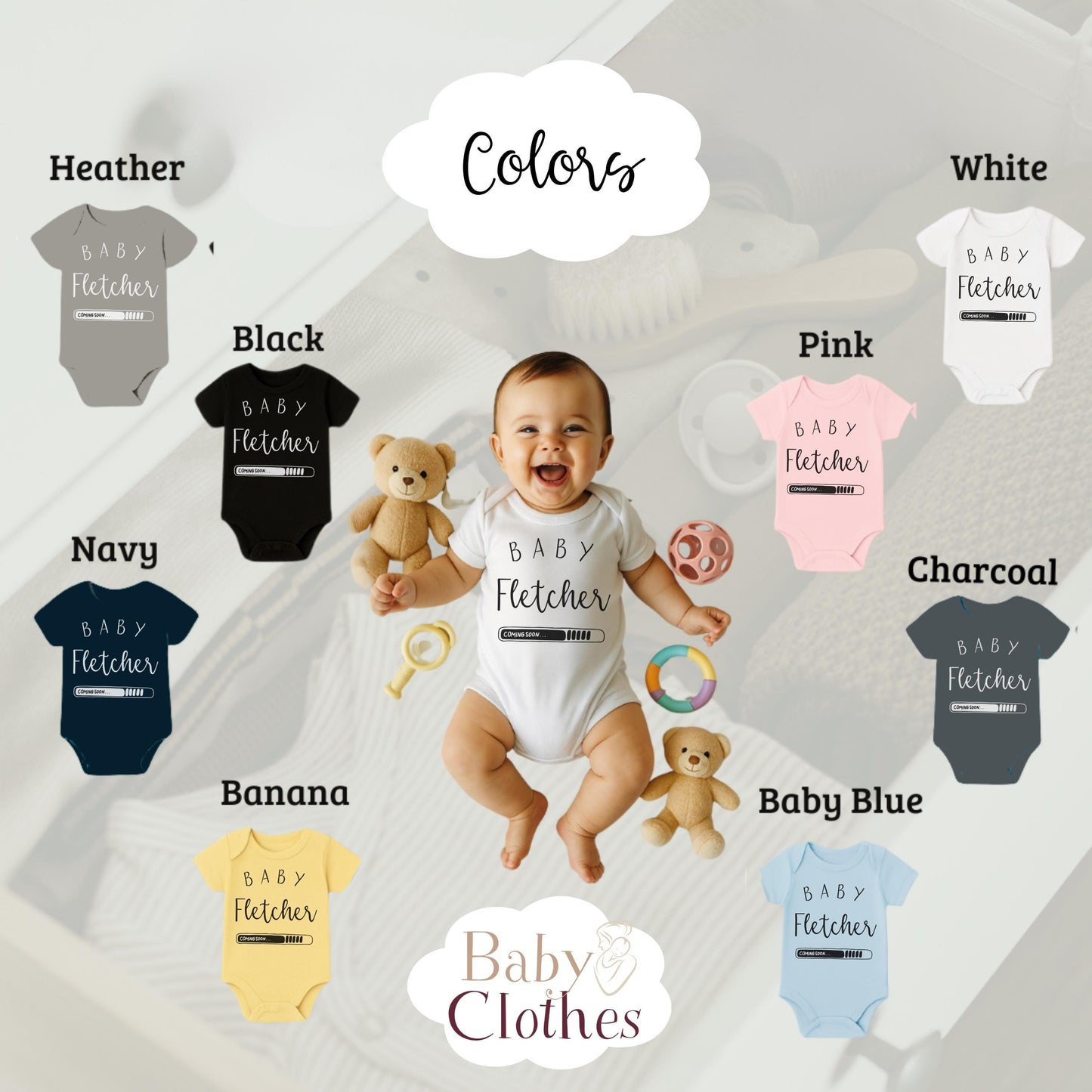 Personalised Pregnancy Announcement Baby Bodysuit, Pregnancy Reveal Baby Grow, Custom Baby Due 2026, Baby Coming Soon