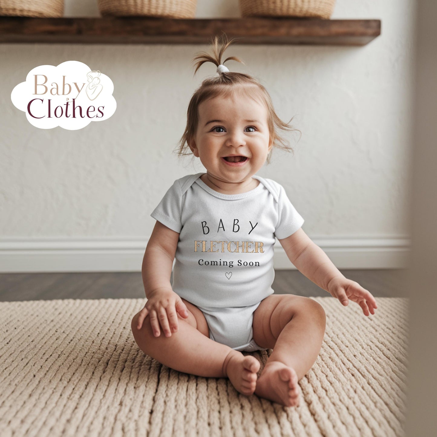 Personalised Pregnancy Announcement Baby Bodysuit, Pregnancy Reveal Baby Grow, Custom Baby Due 2026, Baby Coming Soon