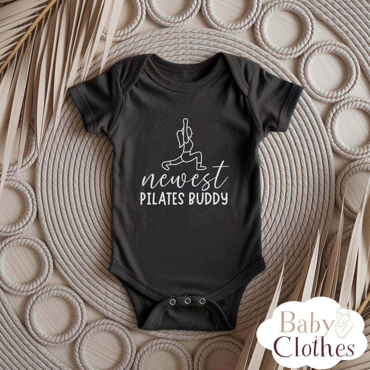 newest pilates buddy baby bodysuit, cute pilates baby outfit, baby announcement, newborn baby gift, daddys pilates partner onesie®