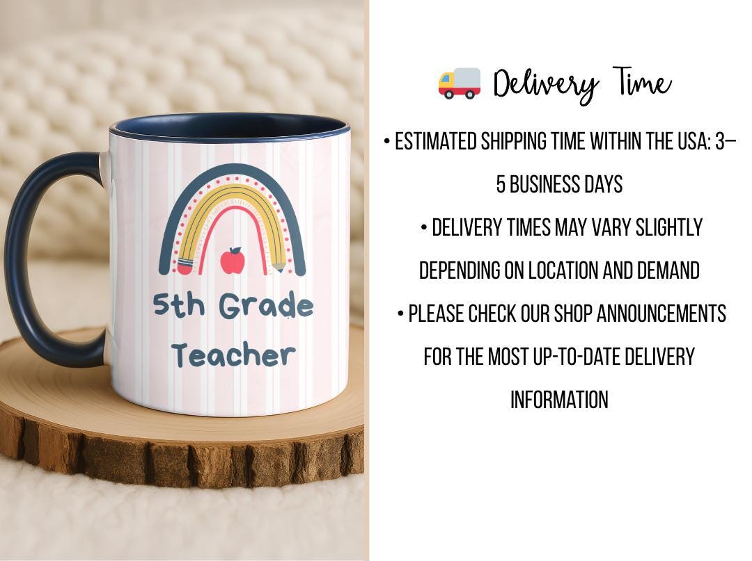Personalized Grade Teacher Mug 11oz 15oz,Custom Rainbow Coffee Cup,Teacher Appreciation Gift, End of Year or Back to School Gift for Teacher