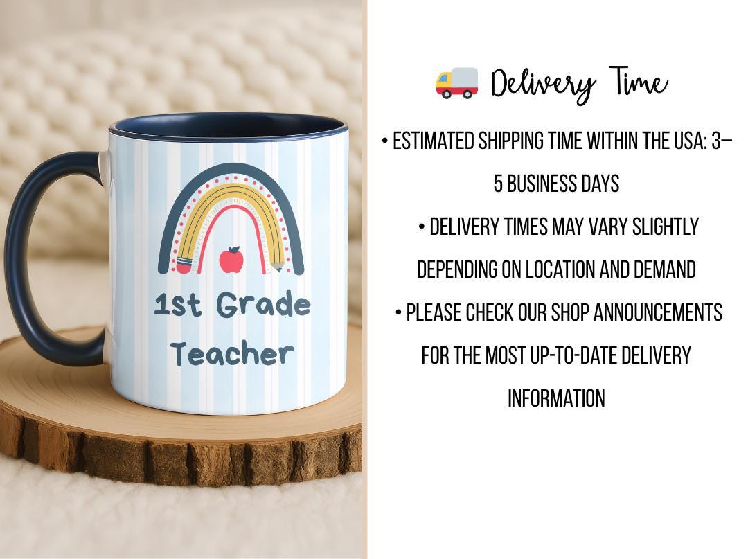 Personalized Grade Teacher Mug 11oz 15oz,Custom Rainbow Coffee Cup,Teacher Appreciation Gift, End of Year or Back to School Gift for Teacher