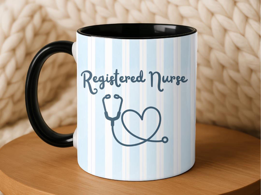 Personalized Registered Nurse Mug| Striped RN Coffee Cup |Custom Graduation Gift for Nurse | Cute Medical Professional Mug | RN Gift for Her