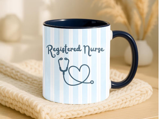 Personalized Registered Nurse Mug| Striped RN Coffee Cup |Custom Graduation Gift for Nurse | Cute Medical Professional Mug | RN Gift for Her