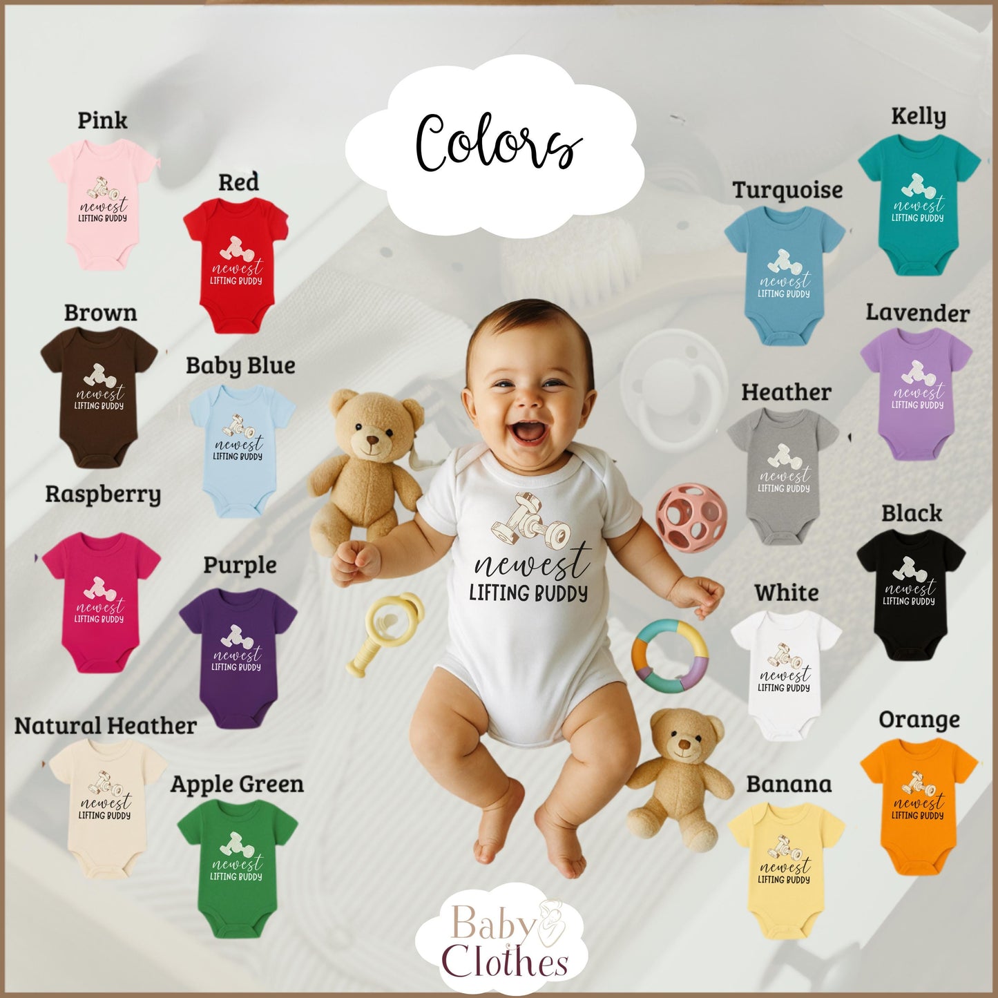 newest lifting buddy baby bodysuit, cute lifting baby outfit, baby announcement, newborn baby gift, daddys lifting partner onesie®