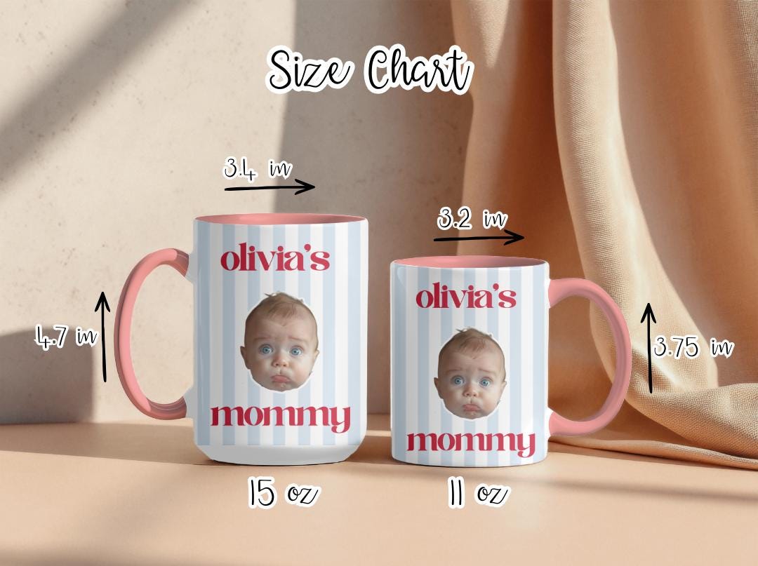 Custom Baby Face Photo Mug| Personalized Striped Coffee Mug Gift for Dad, Mom, Grandparents|Cute Valentine's Gift From Baby| New Parent Gift