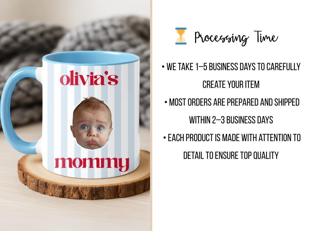 Custom Baby Face Photo Mug| Personalized Striped Coffee Mug Gift for Dad, Mom, Grandparents|Cute Valentine's Gift From Baby| New Parent Gift
