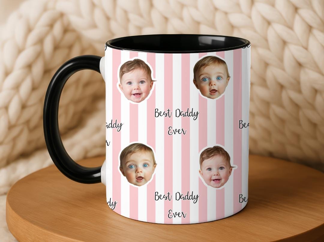 Best Daddy Ever Custom Baby Face Mug | Personalized Photo Mug for Dad | Cute Gift from Baby | New Dad Fathers Day Mug | First Time Dad Gift