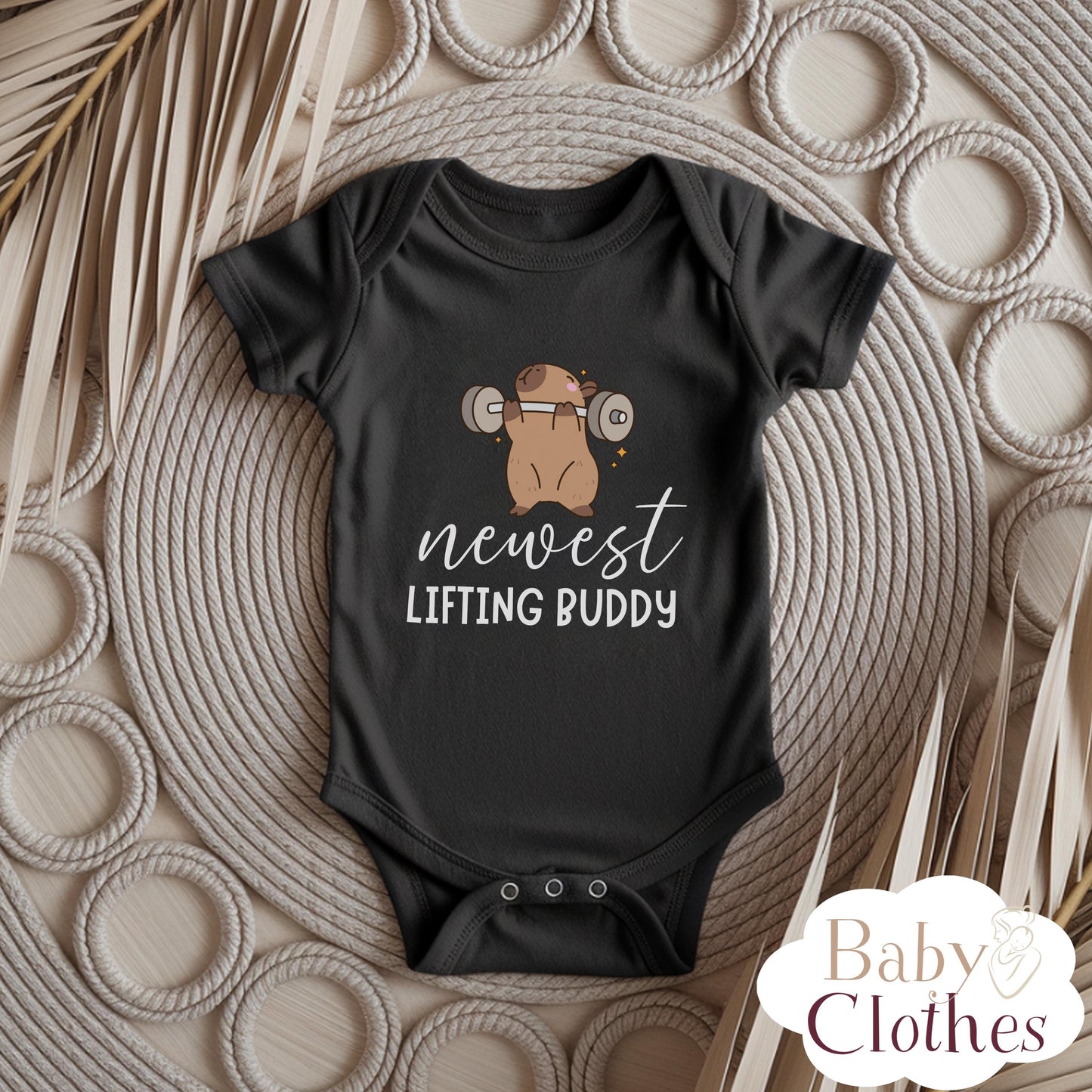 newest lifting buddy baby bodysuit, cute lifting baby outfit, baby announcement, newborn baby gift, daddys lifting partner onesie®