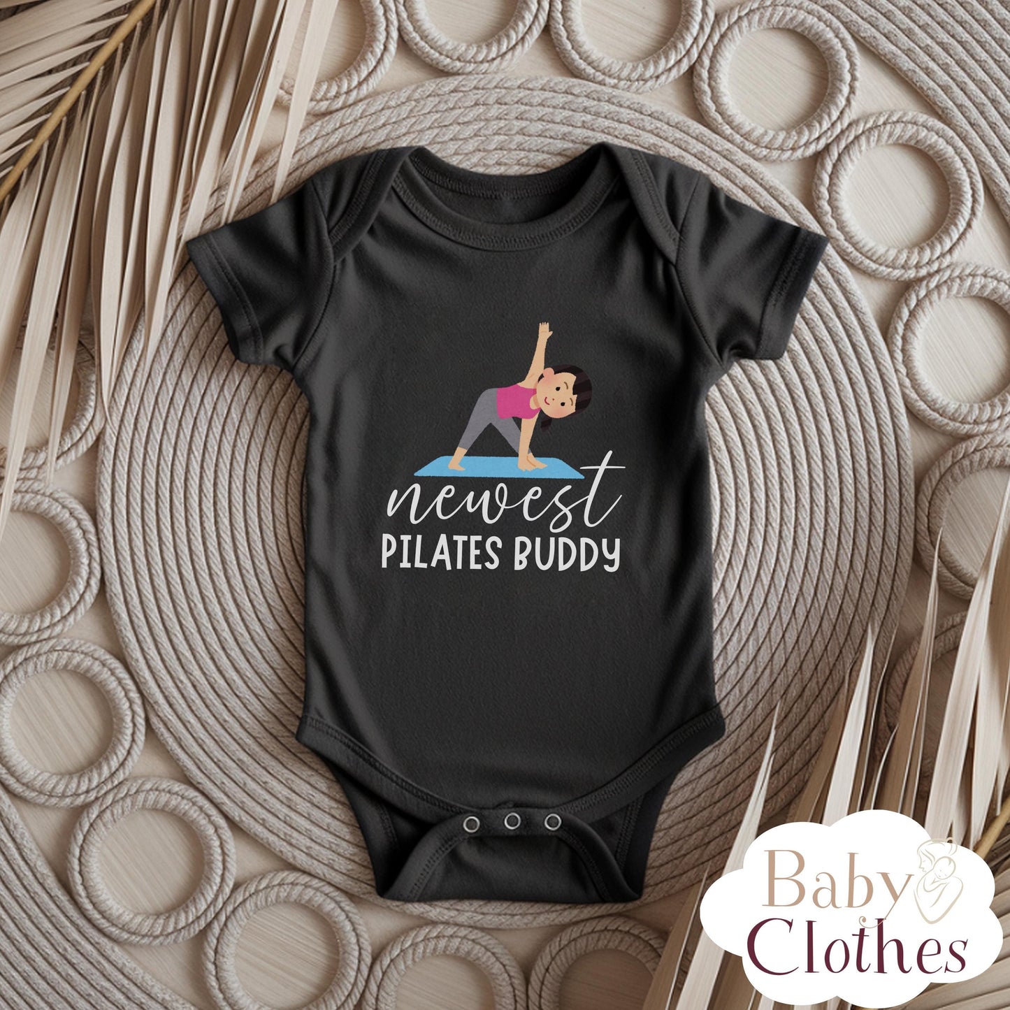 newest pilates buddy baby bodysuit, cute pilates baby outfit, baby announcement, newborn baby gift, daddys pilates partner onesie®