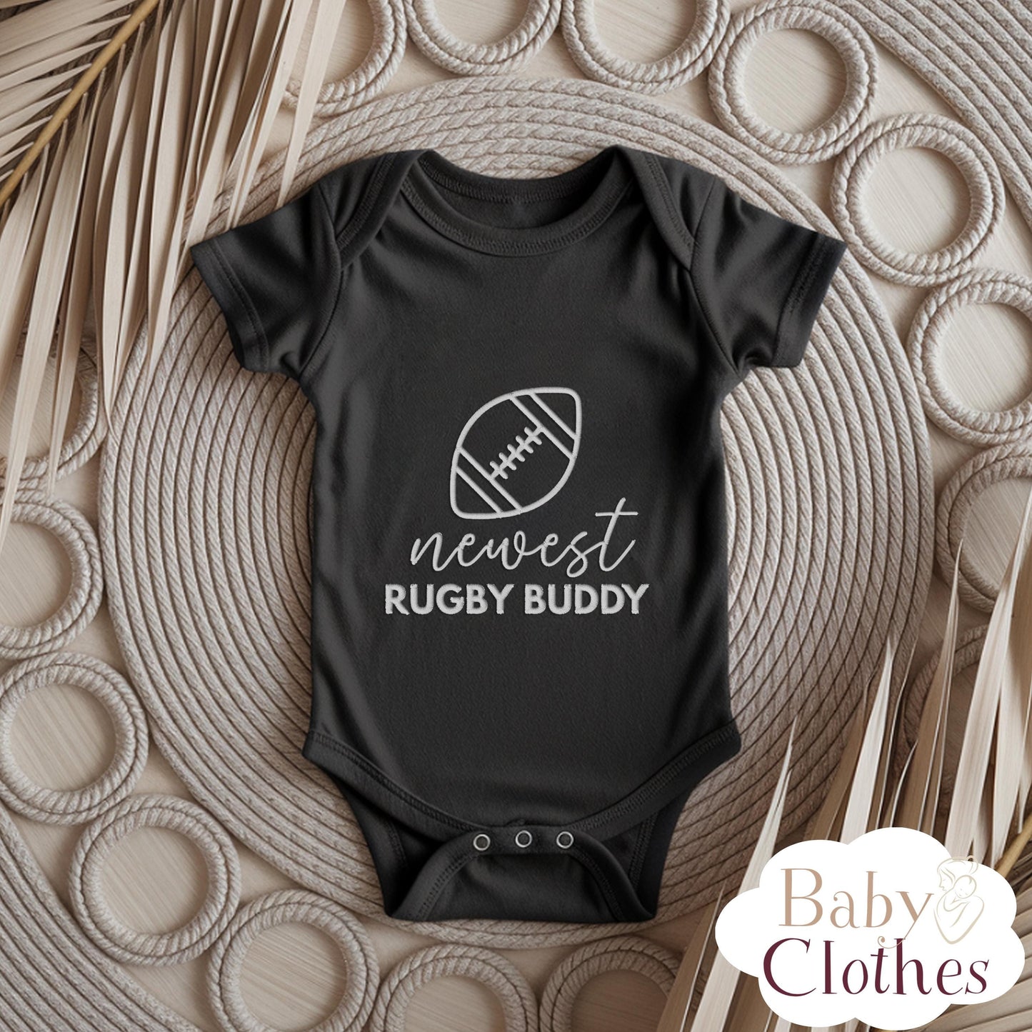 newest rugby buddy embroidered baby bodysuit, custom rugby baby outfit, baby announcement, newborn baby gift, daddys rugby partner onesie®