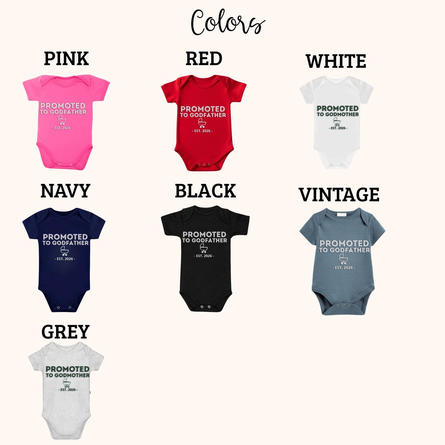 Promoted To Godmother Embroidered Baby Bodysuit, Personalized Est Year Infant One Piece, Godparent Proposal Gift, Baby Announcement Outfit