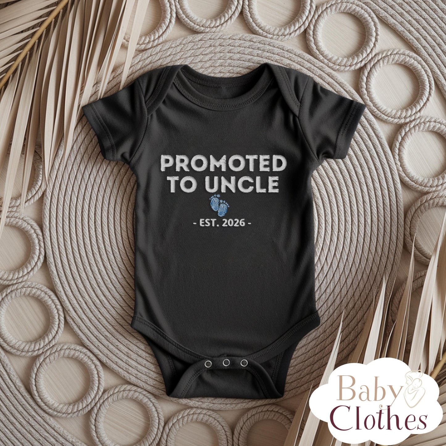Promoted To Auntie Embroidered Baby Bodysuit, Personalized Est Year Infant One Piece, Godparent Proposal Gift, Baby Announcement Outfit