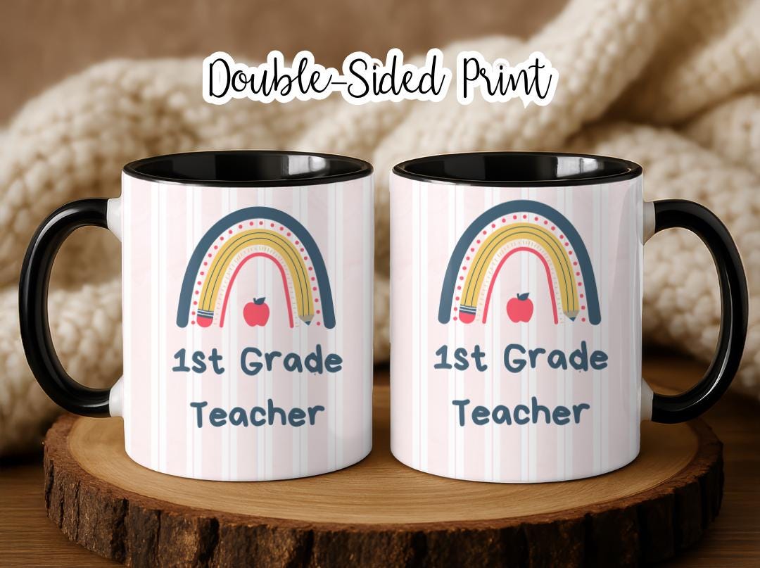 Personalized Grade Teacher Mug 11oz 15oz,Custom Rainbow Coffee Cup,Teacher Appreciation Gift, End of Year or Back to School Gift for Teacher