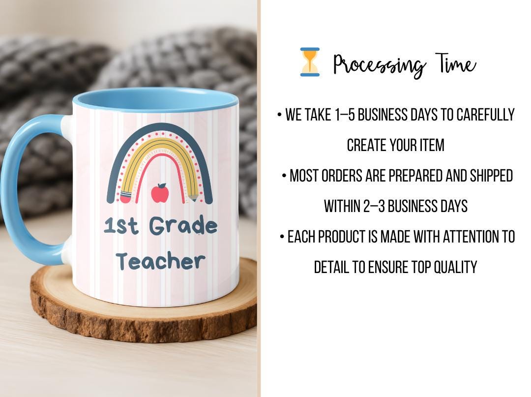 Personalized Grade Teacher Mug 11oz 15oz,Custom Rainbow Coffee Cup,Teacher Appreciation Gift, End of Year or Back to School Gift for Teacher