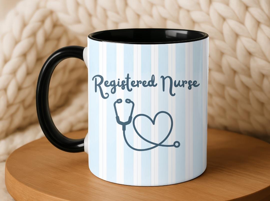 Personalized Registered Nurse Mug| Striped RN Coffee Cup |Custom Graduation Gift for Nurse | Cute Medical Professional Mug | RN Gift for Her