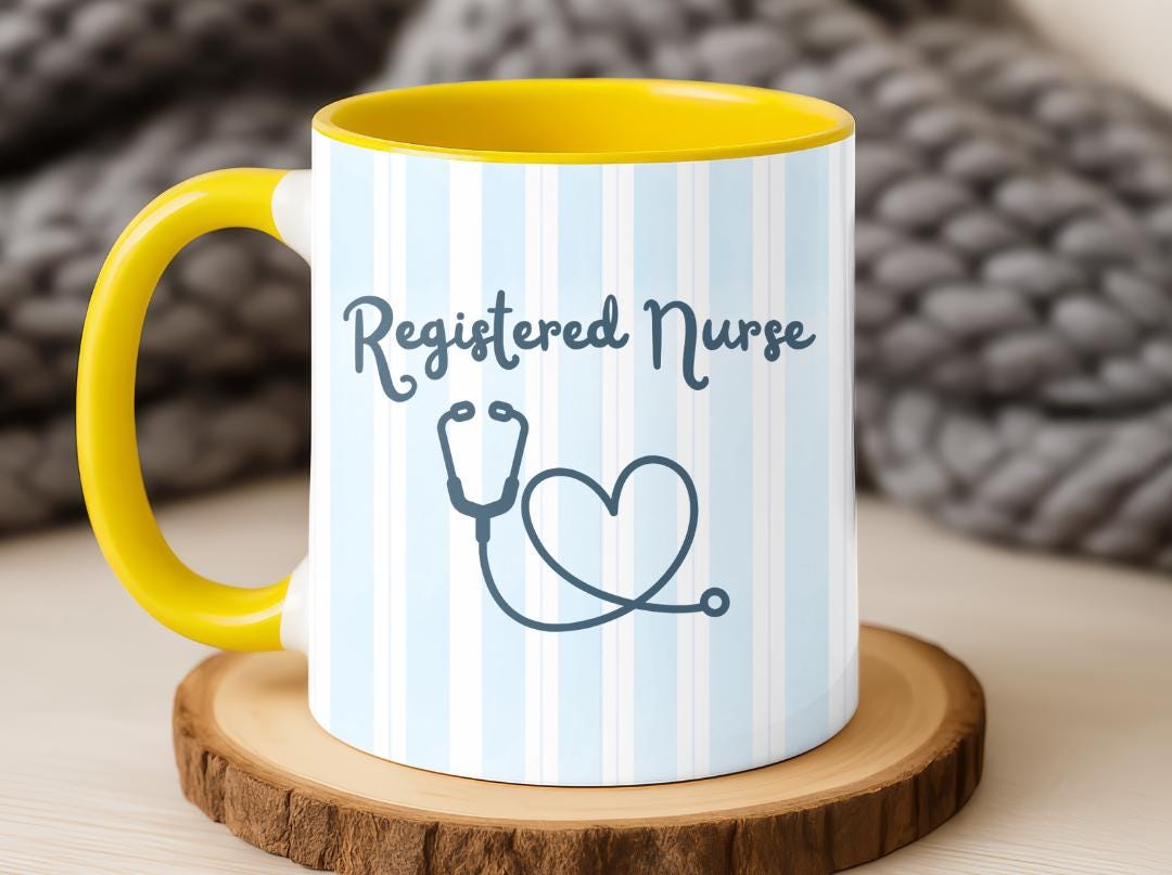Personalized Registered Nurse Mug| Striped RN Coffee Cup |Custom Graduation Gift for Nurse | Cute Medical Professional Mug | RN Gift for Her
