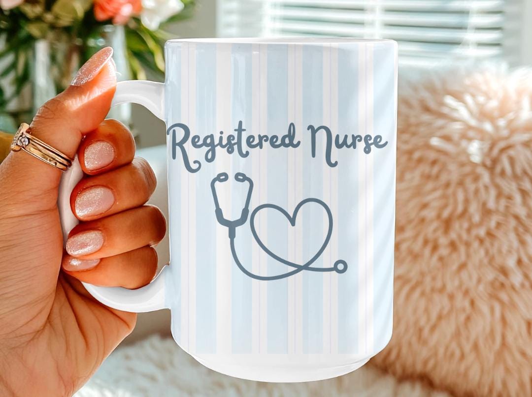 Personalized Registered Nurse Mug| Striped RN Coffee Cup |Custom Graduation Gift for Nurse | Cute Medical Professional Mug | RN Gift for Her
