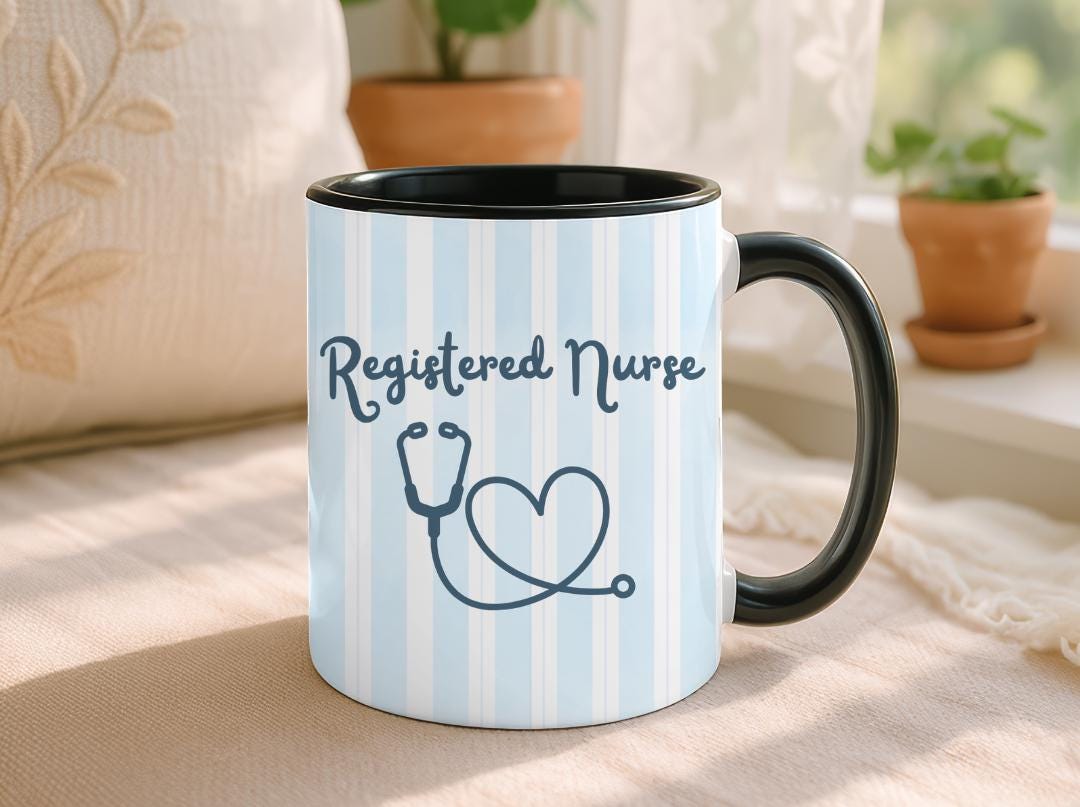 Personalized Registered Nurse Mug| Striped RN Coffee Cup |Custom Graduation Gift for Nurse | Cute Medical Professional Mug | RN Gift for Her