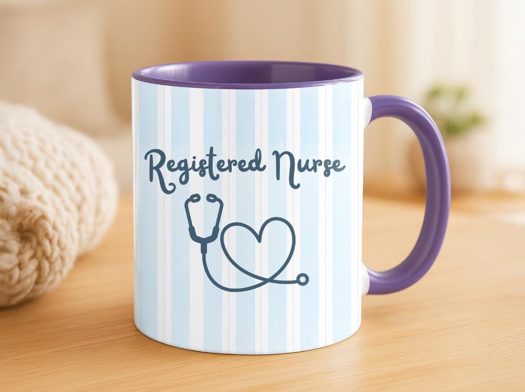 Personalized Registered Nurse Mug| Striped RN Coffee Cup |Custom Graduation Gift for Nurse | Cute Medical Professional Mug | RN Gift for Her