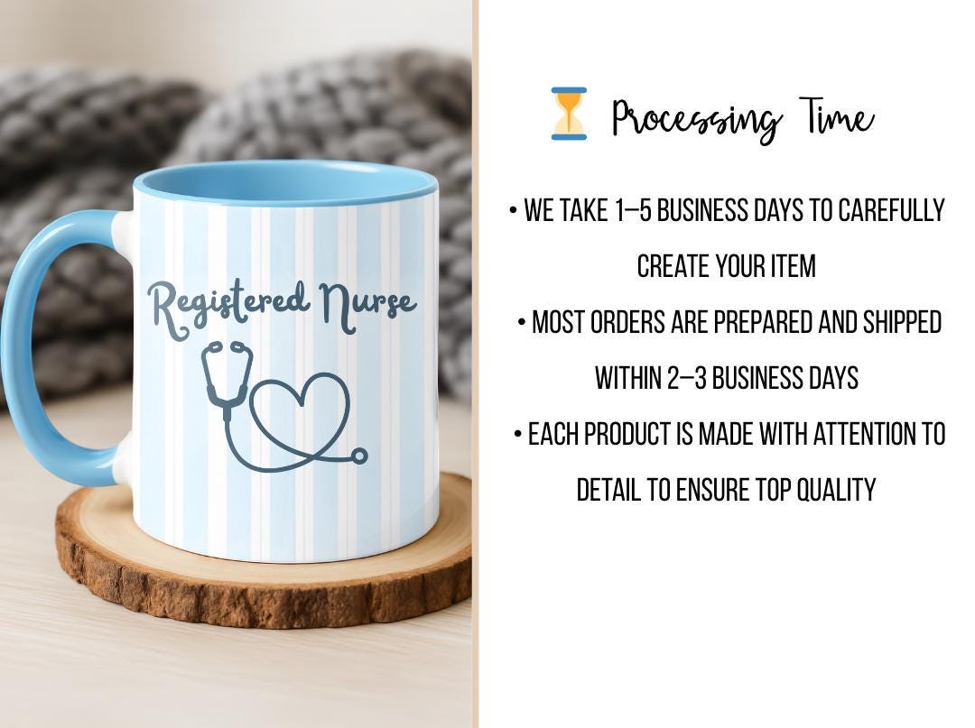 Personalized Registered Nurse Mug| Striped RN Coffee Cup |Custom Graduation Gift for Nurse | Cute Medical Professional Mug | RN Gift for Her