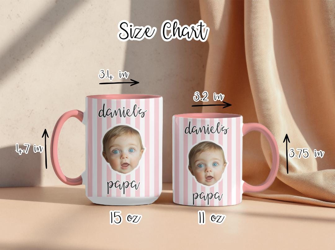 Custom Baby Face Photo Mug| Personalized Striped Coffee Mug Gift for Dad, Mom, Grandparents|Cute Valentine's Gift From Baby| New Parent Gift