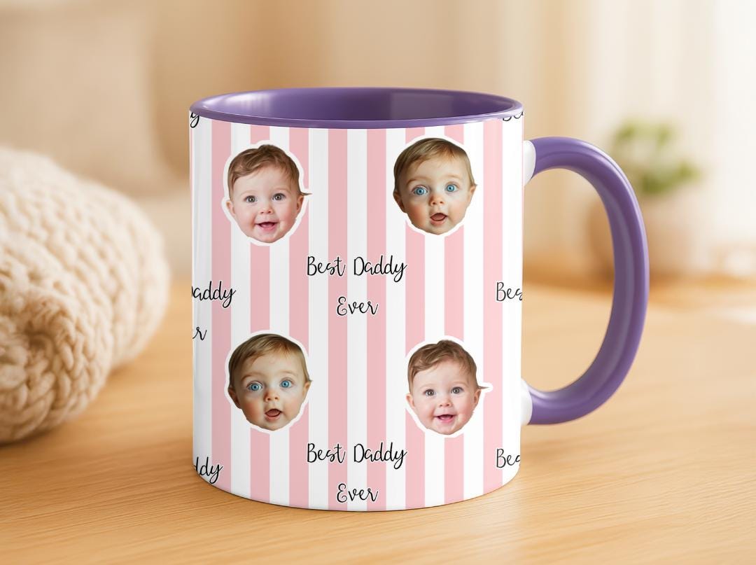 Best Daddy Ever Custom Baby Face Mug | Personalized Photo Mug for Dad | Cute Gift from Baby | New Dad Fathers Day Mug | First Time Dad Gift
