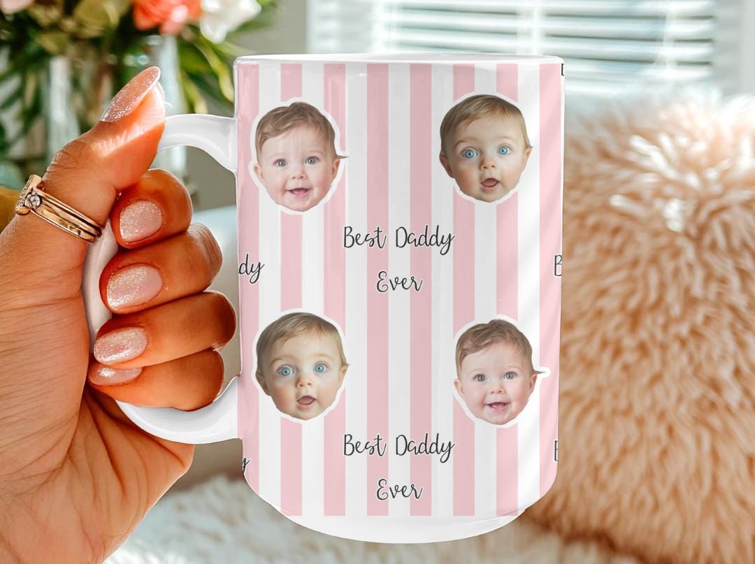 Best Daddy Ever Custom Baby Face Mug | Personalized Photo Mug for Dad | Cute Gift from Baby | New Dad Fathers Day Mug | First Time Dad Gift