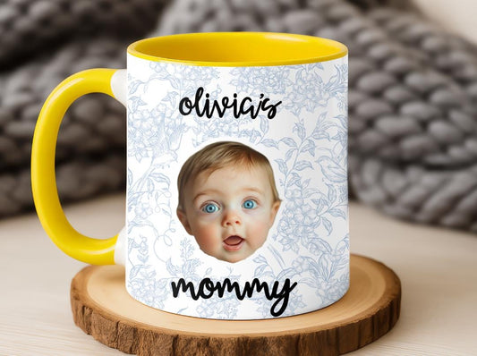 Custom Baby Face Mug with Name| Personalized Floral Mug for Mom| Cute Mother's Day Gift from Baby  Olivias Mommy Mug|Photo Mug Gift for Her