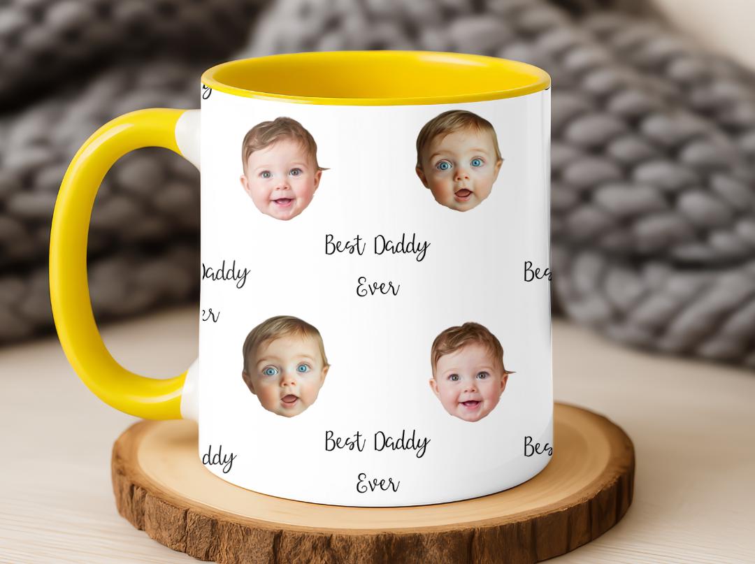 Best Daddy Ever Custom Photo Mug  Multiple Baby Face Mug  Personalized Gift for Dad  ¡ Cute Custom Daddy Coffee Cup