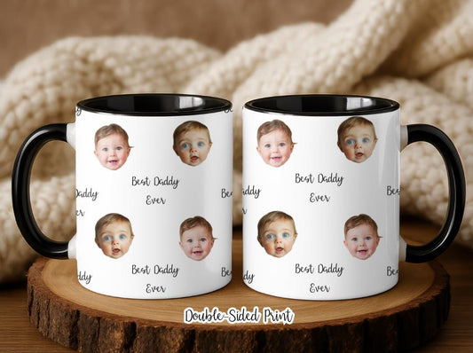 Best Daddy Ever Custom Photo Mug  Multiple Baby Face Mug  Personalized Gift for Dad  ¡ Cute Custom Daddy Coffee Cup