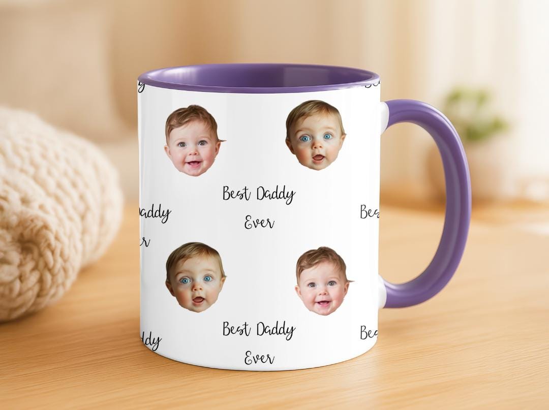 Best Daddy Ever Custom Photo Mug  Multiple Baby Face Mug  Personalized Gift for Dad  ¡ Cute Custom Daddy Coffee Cup