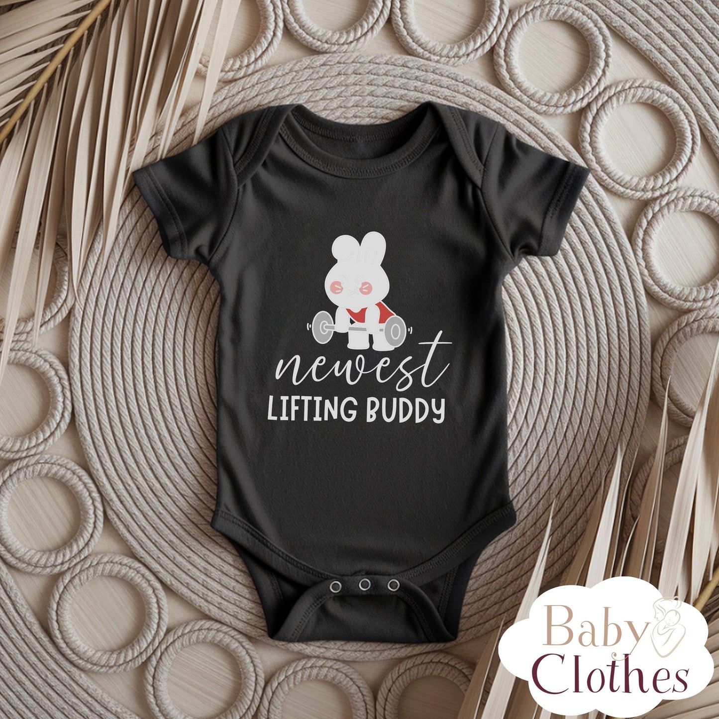 newest lifting buddy baby bodysuit, cute lifting baby outfit, baby announcement, newborn baby gift, daddys lifting partner onesie®