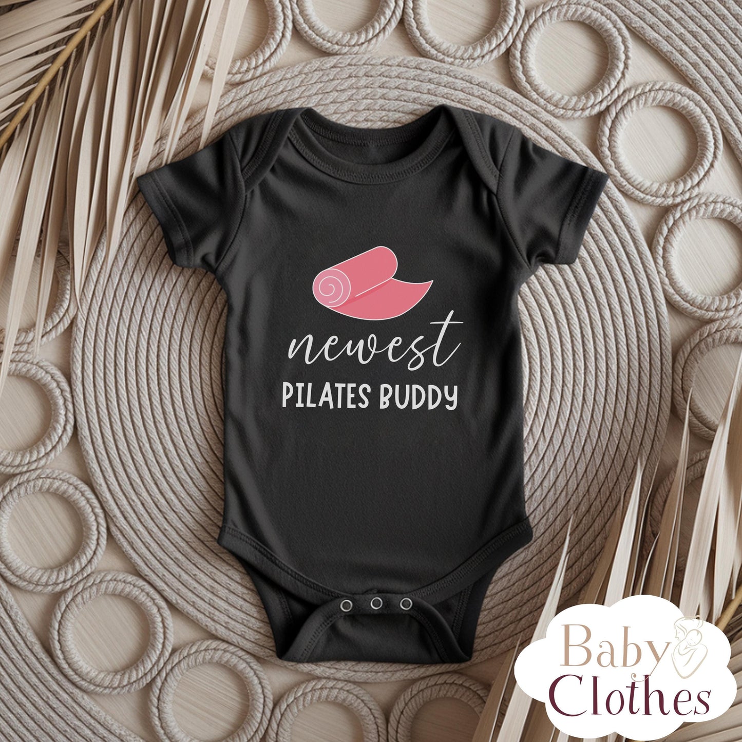 newest pilates buddy baby bodysuit, cute pilates baby outfit, baby announcement, newborn baby gift, daddys pilates partner onesie®
