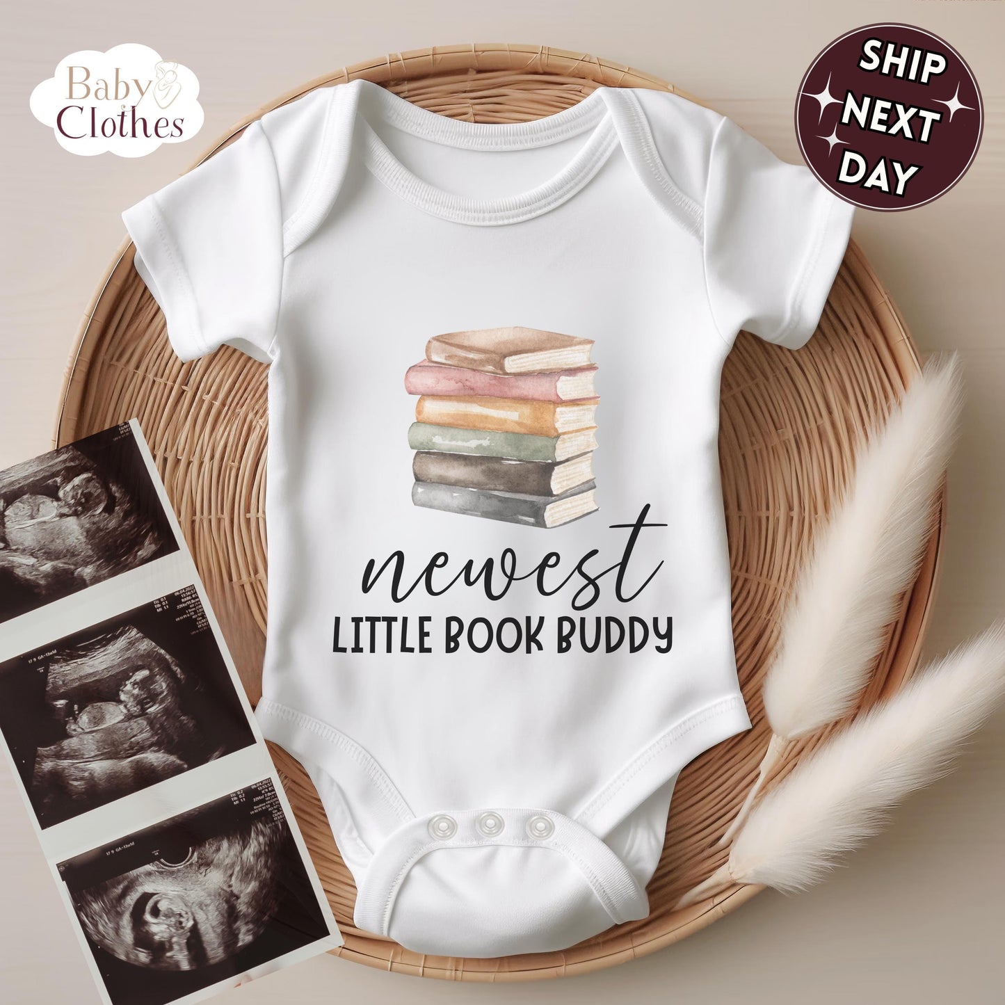 newest reading buddy baby bodysuit, cute book lover baby outfit, baby announcement, newborn baby gift, daddys reading partner onesie®