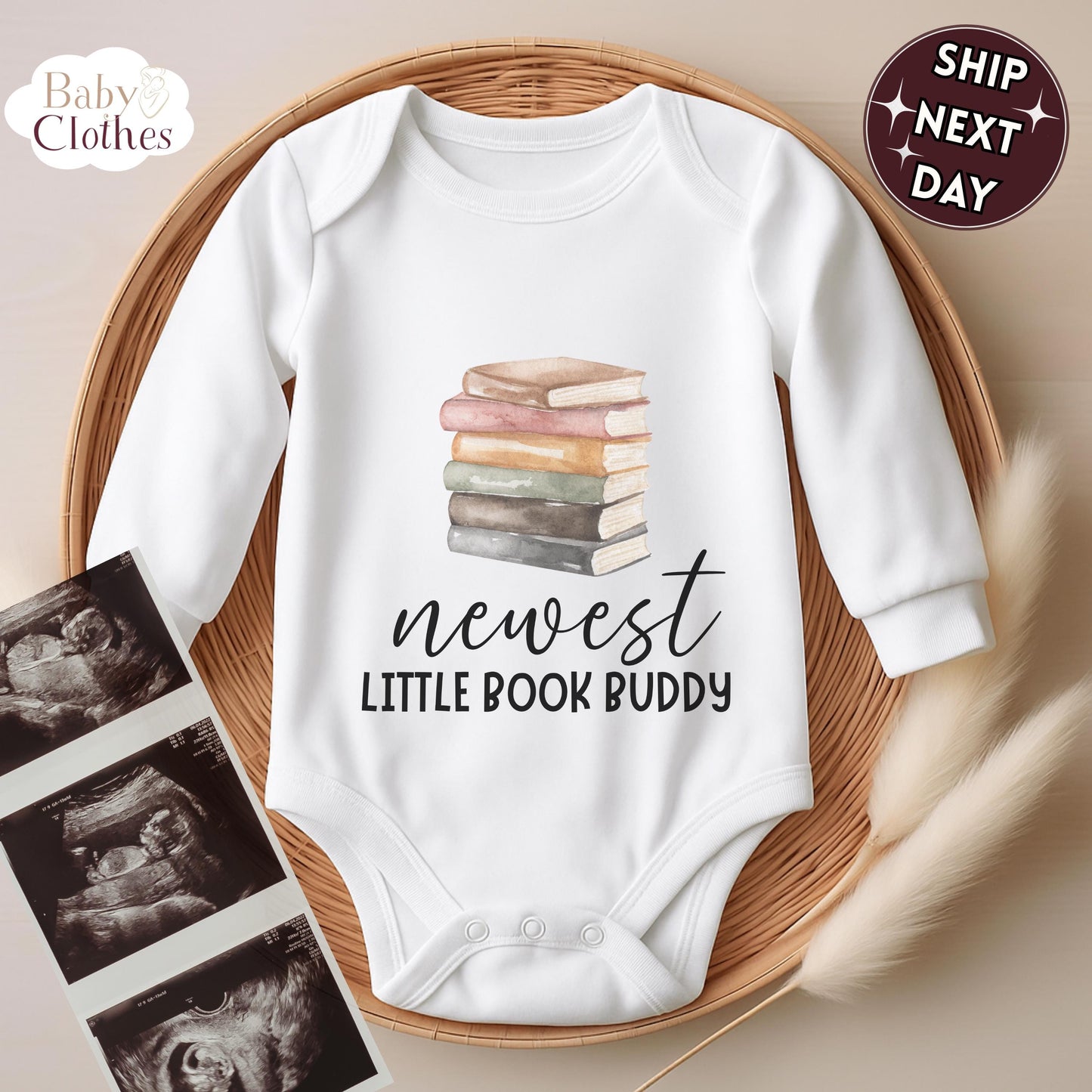 newest reading buddy baby bodysuit, cute book lover baby outfit, baby announcement, newborn baby gift, daddys reading partner onesie®