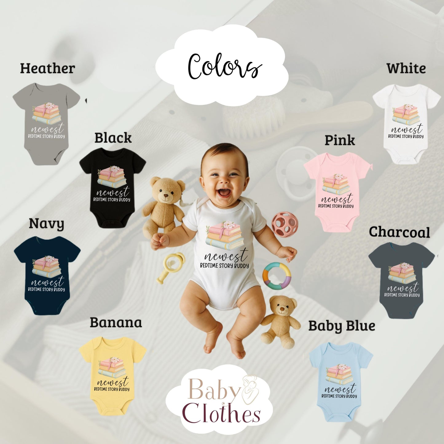 newest reading buddy baby bodysuit, cute book lover baby outfit, baby announcement, newborn baby gift, daddys reading partner onesie®