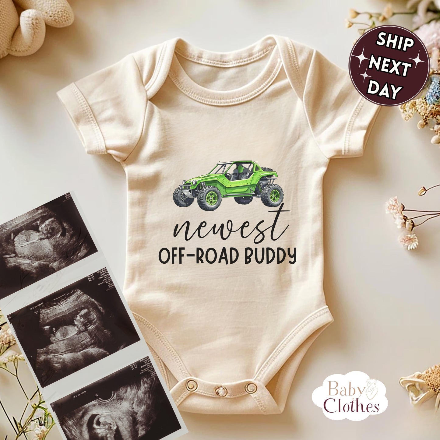 newest off-road buddy baby bodysuit, cute off-road baby outfit, baby announcement, newborn baby gift, daddys off-road partner onesie®