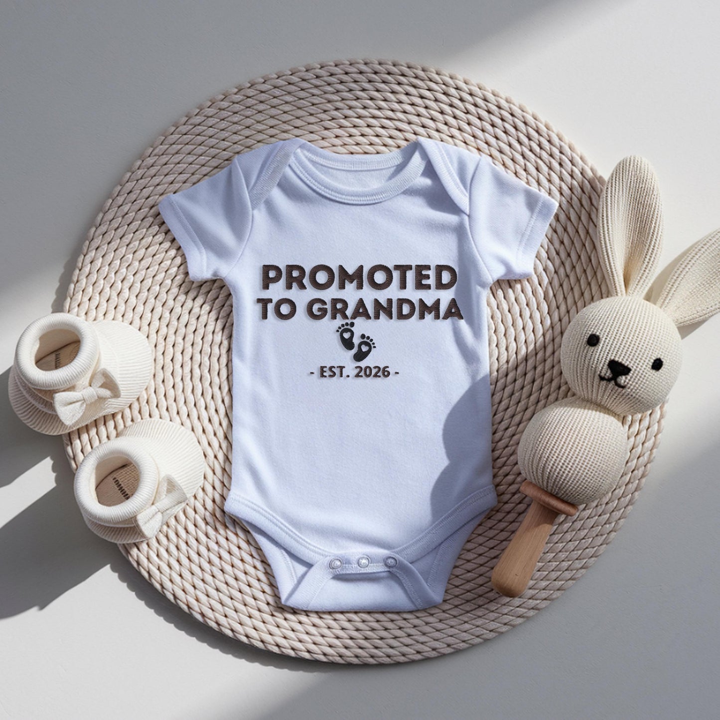 Promoted To Godmother Embroidered Baby Bodysuit, Personalized Est Year Infant One Piece, Godparent Proposal Gift, Baby Announcement Outfit