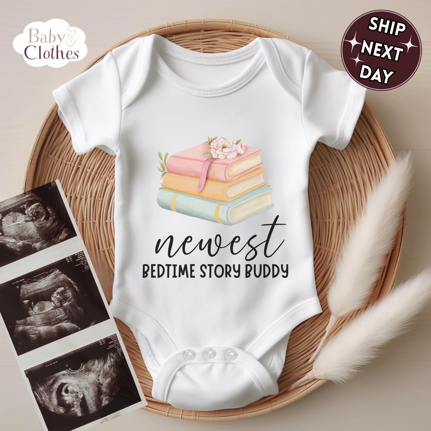 newest reading buddy baby bodysuit, cute book lover baby outfit, baby announcement, newborn baby gift, daddys reading partner onesie®